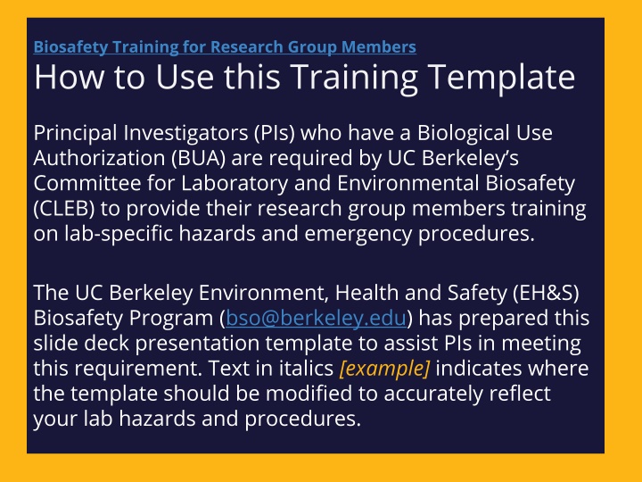 biosafety training for research group members