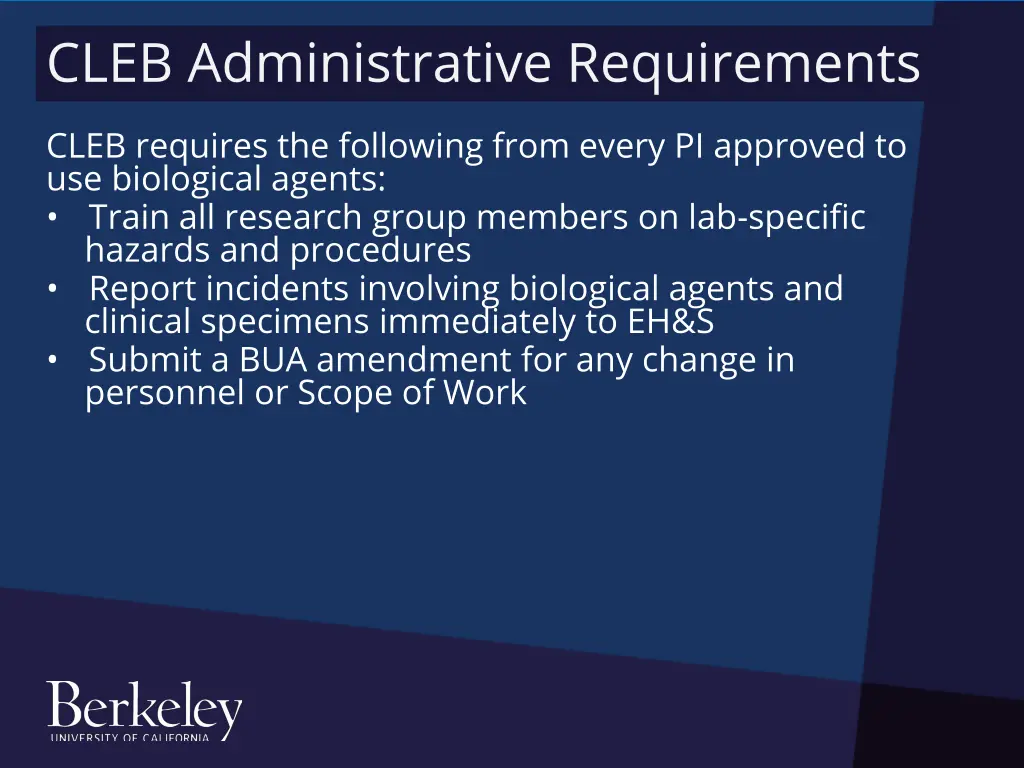 cleb administrative requirements