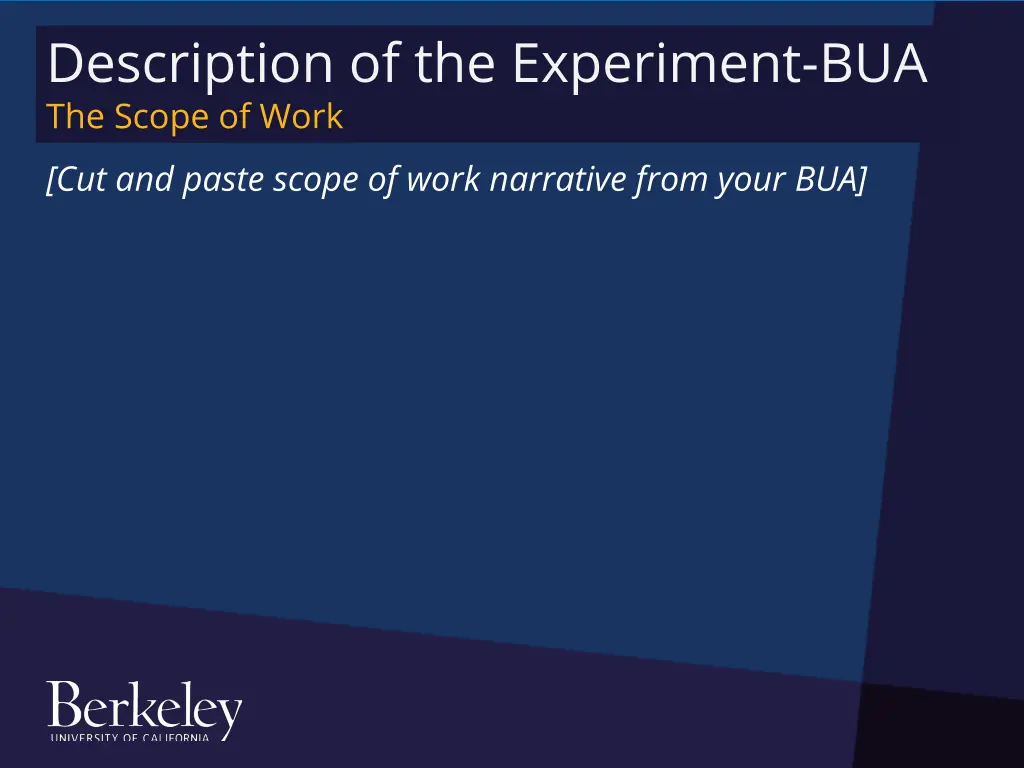 description of the experiment bua the scope