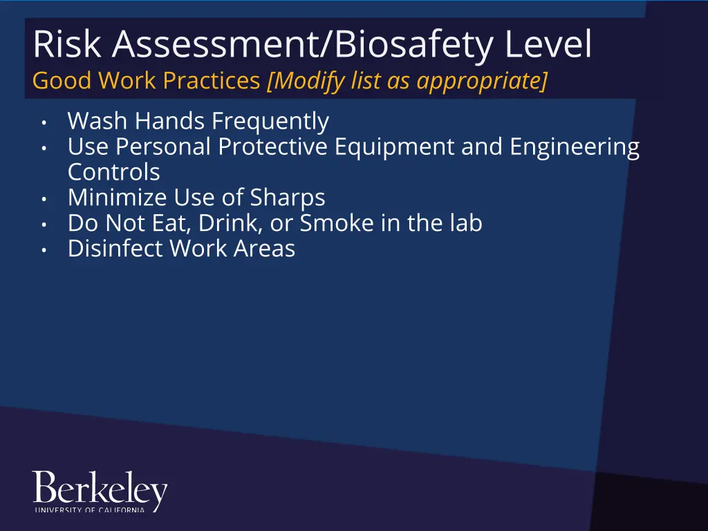 risk assessment biosafety level good work