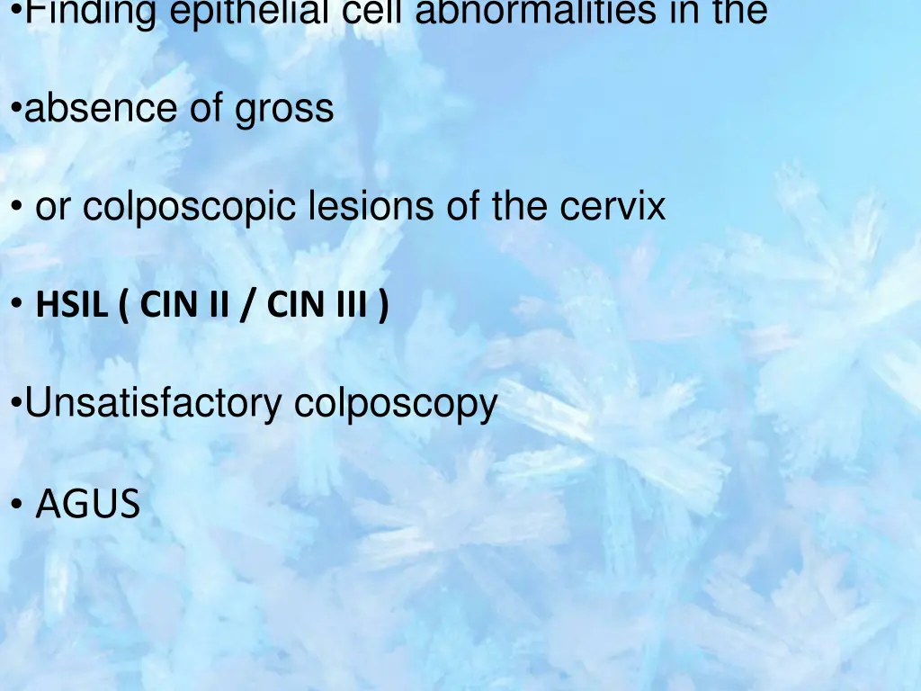 finding epithelial cell abnormalities in the