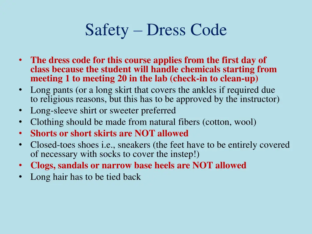 safety dress code