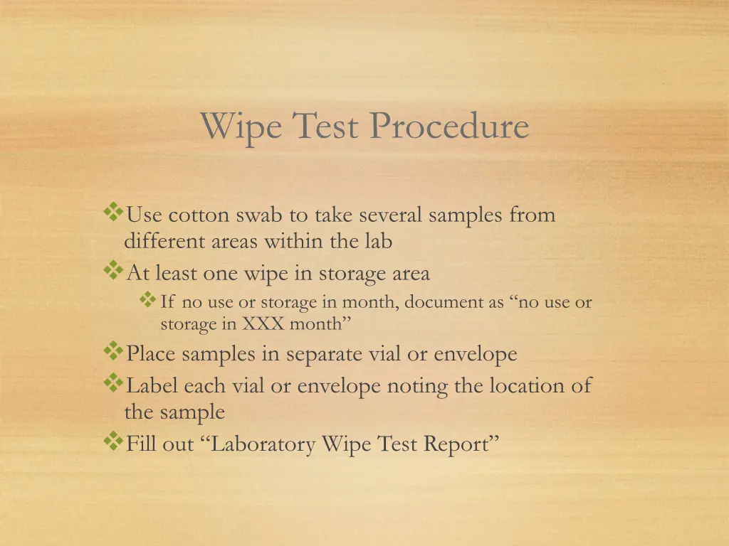 wipe test procedure