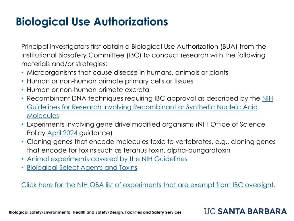 biological use authorizations