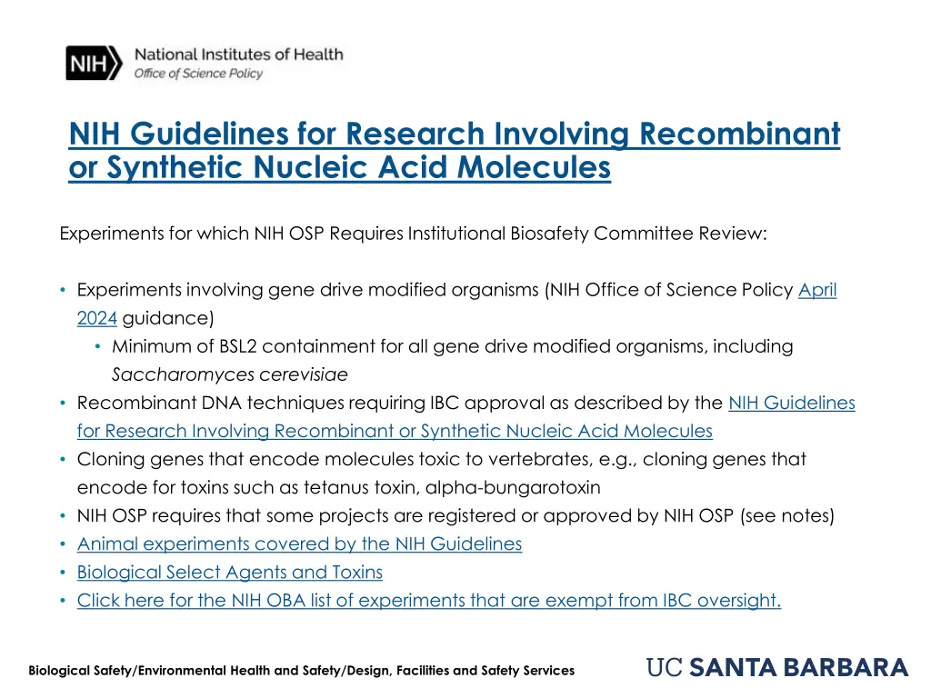 nih guidelines for research involving recombinant 1