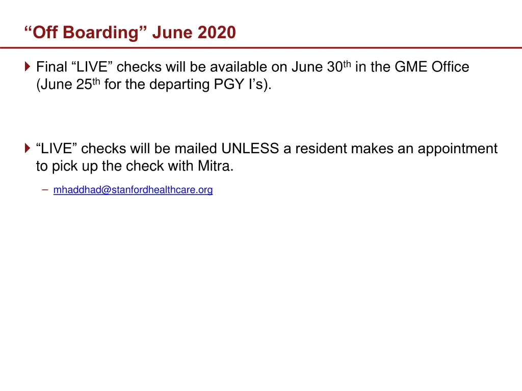 off boarding june 2020