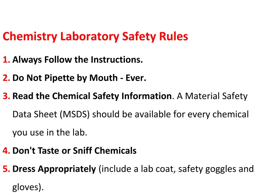 chemistry laboratory safety rules