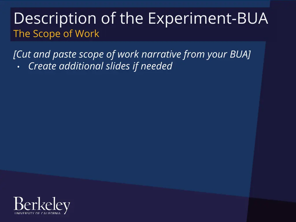 description of the experiment bua the scope