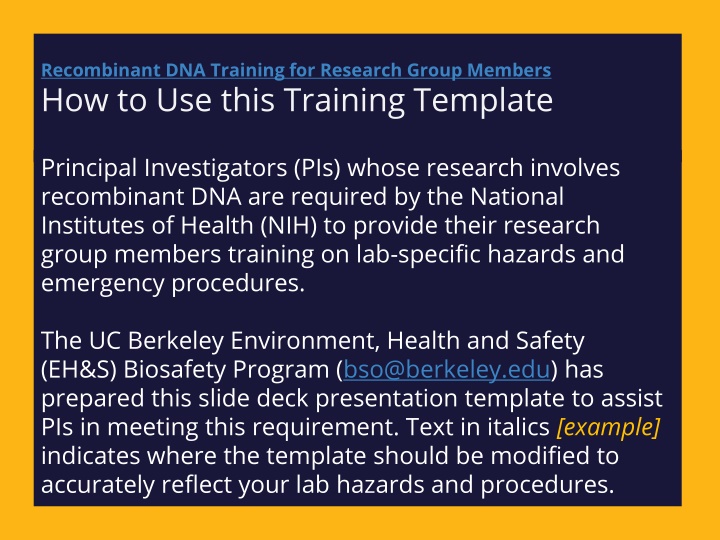 recombinant dna training for research group