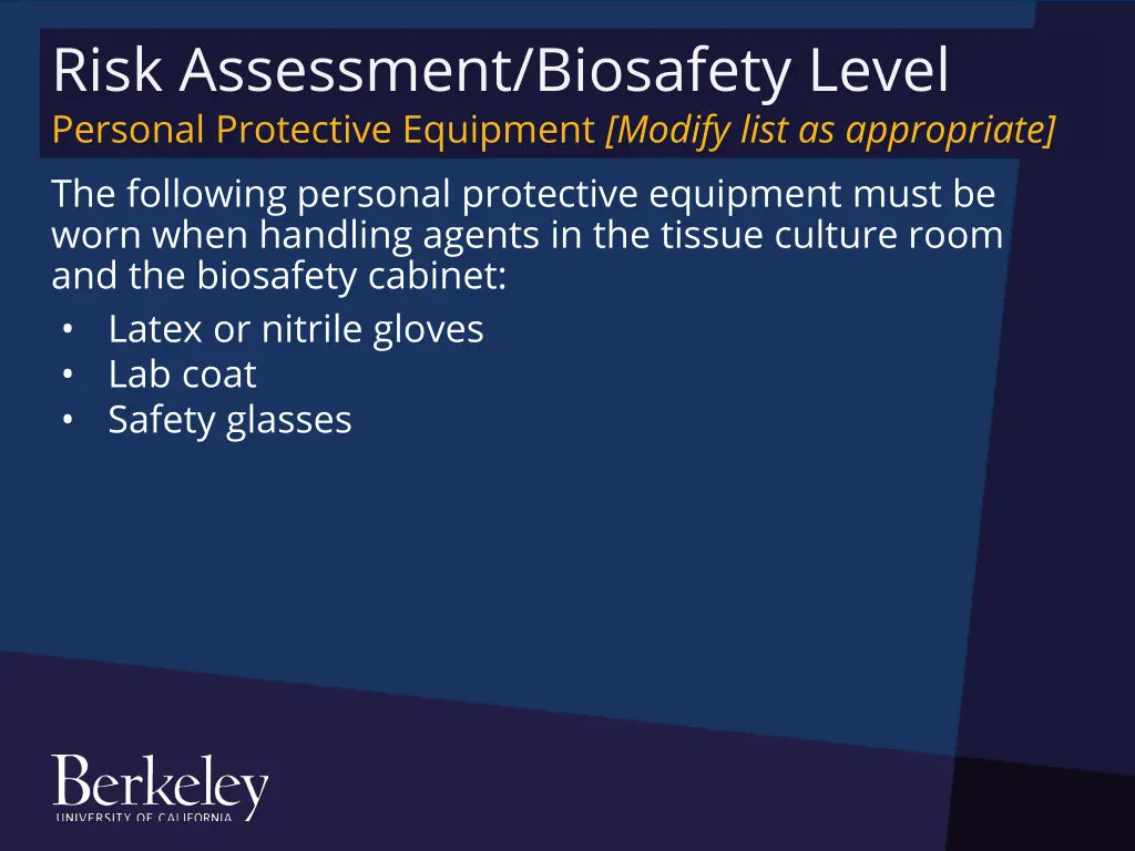 risk assessment biosafety level personal