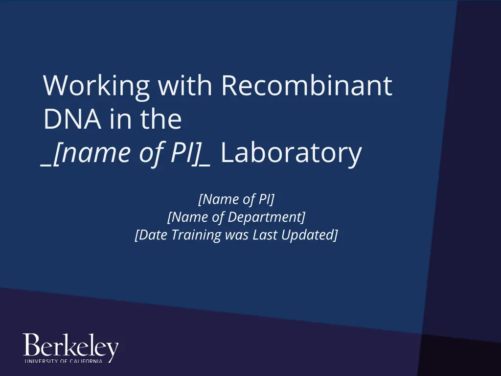 working with recombinant dna in the name