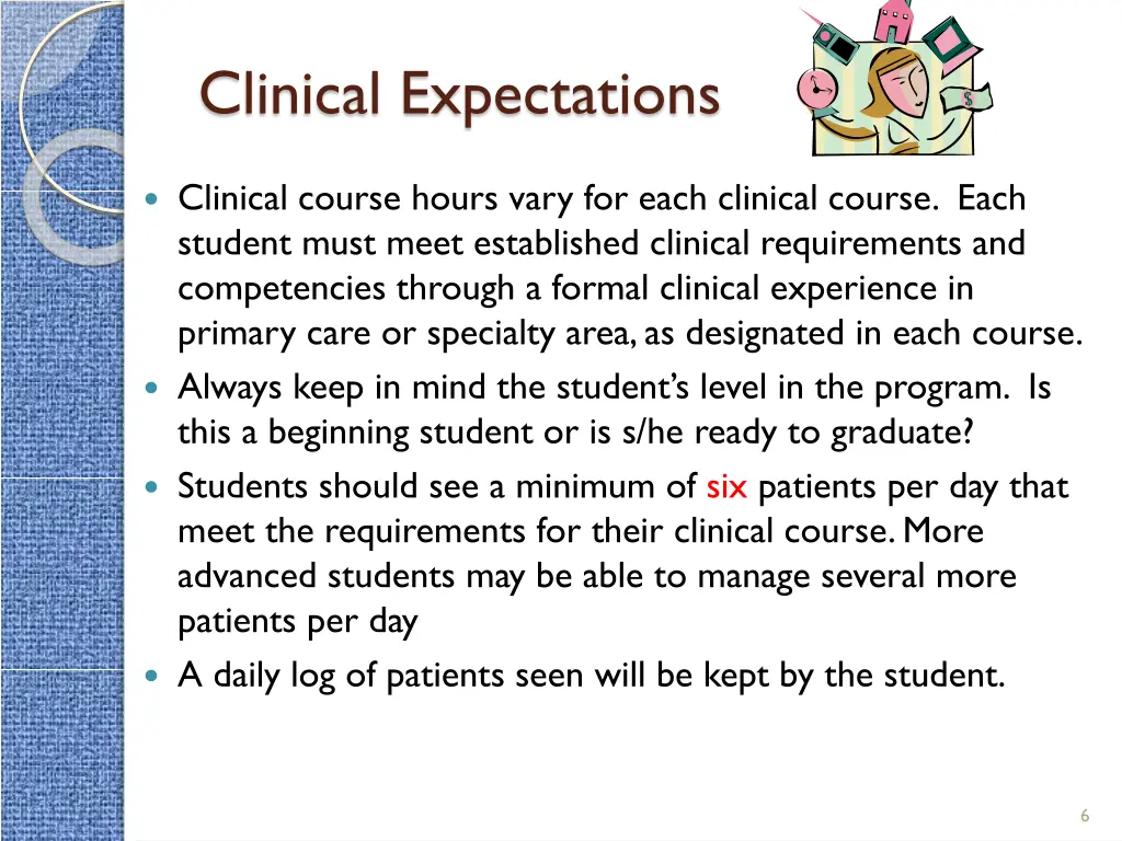 clinical expectations