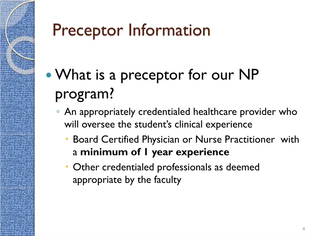 preceptor information