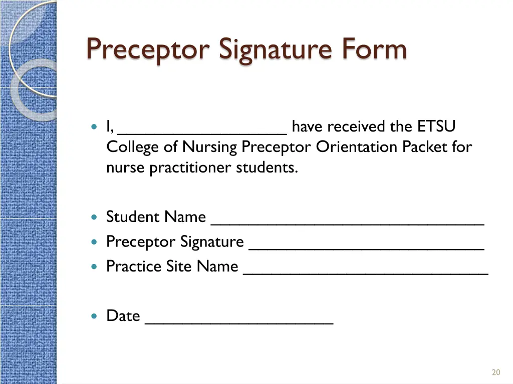 preceptor signature form