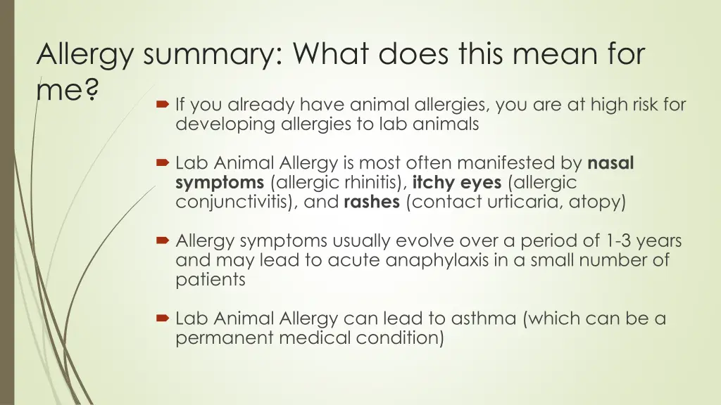 allergy summary what does this mean