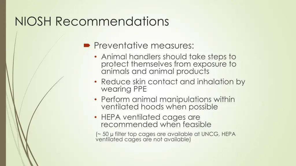 niosh recommendations 1