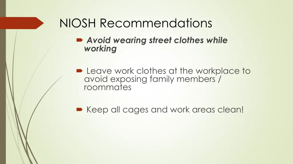 niosh recommendations