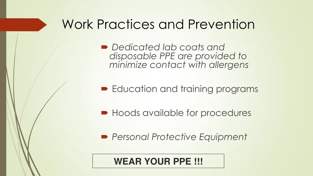 work practices and prevention