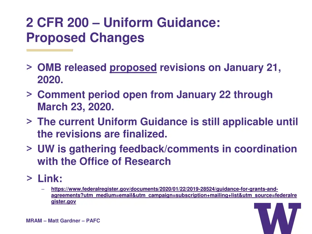 2 cfr 200 uniform guidance proposed changes