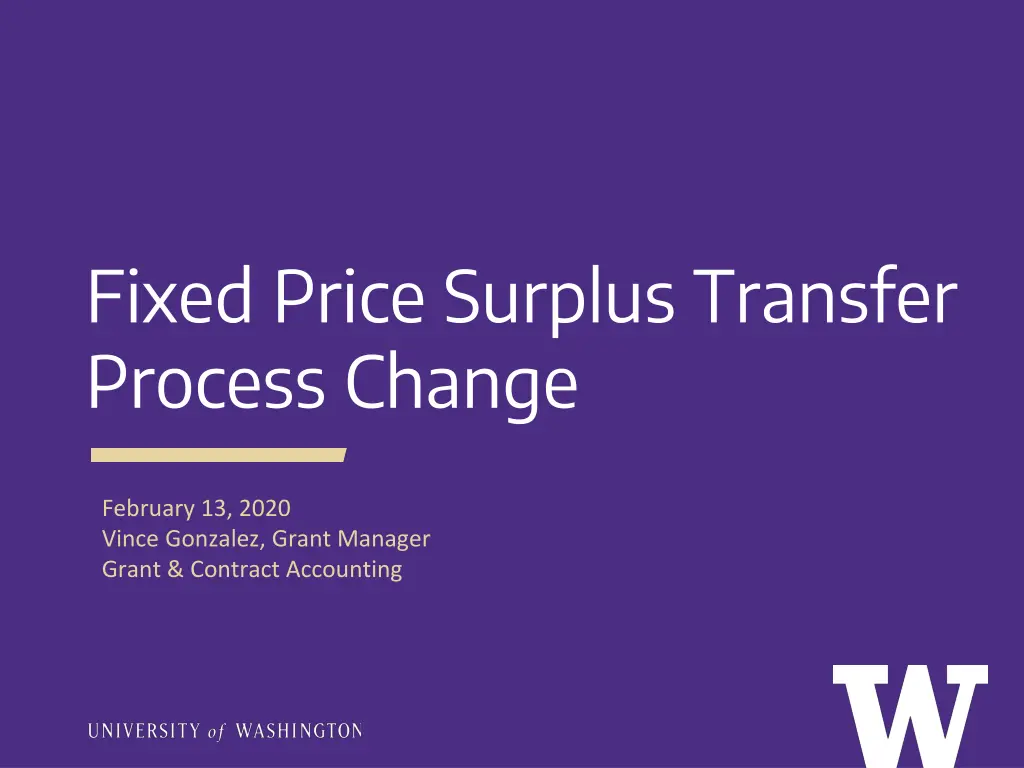 fixed price surplus transfer process change