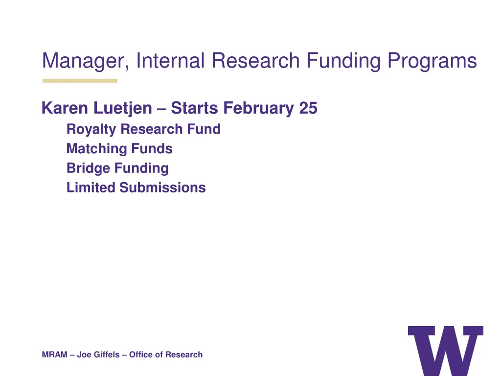 manager internal research funding programs