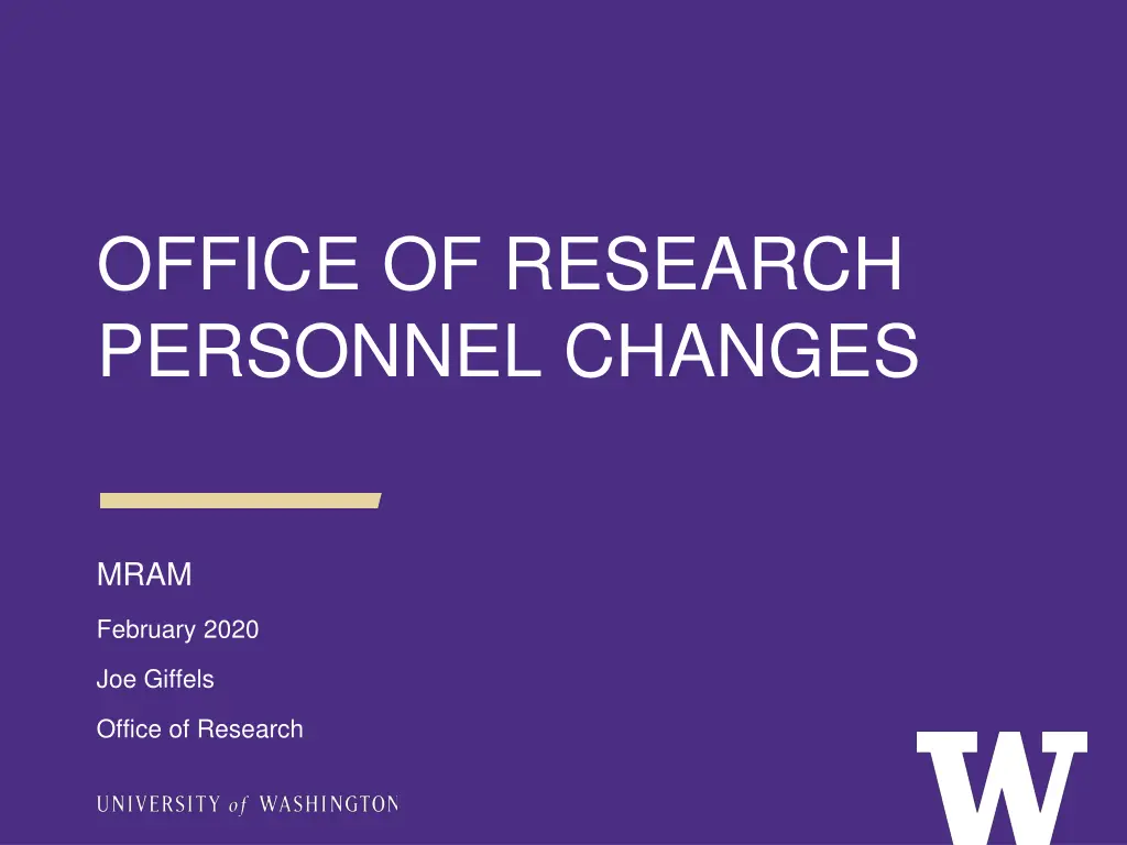 office of research personnel changes