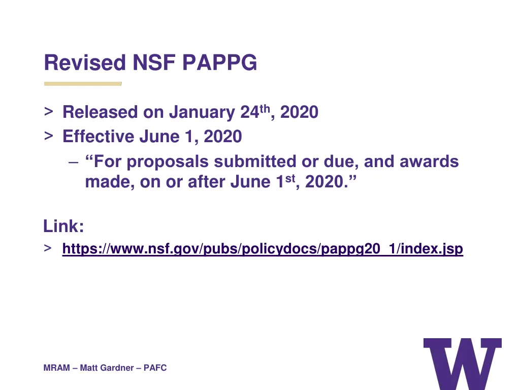 revised nsf pappg