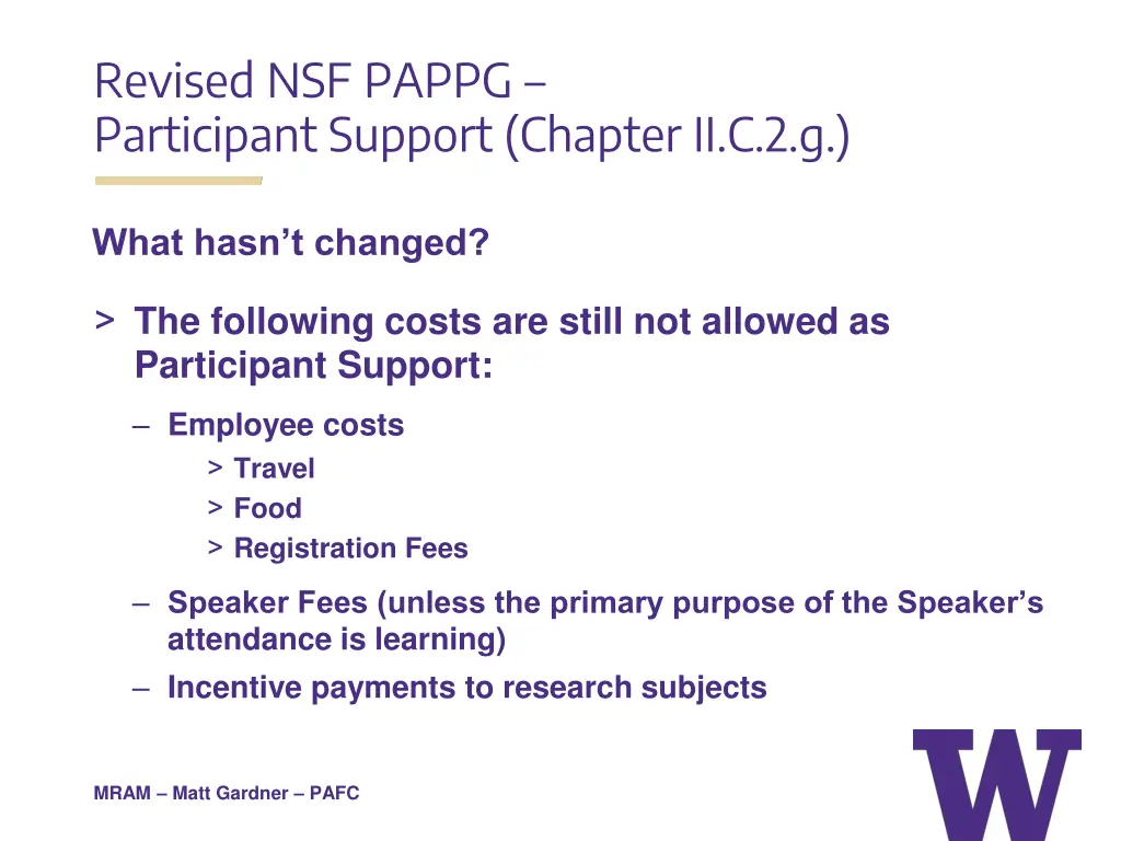 revised nsf pappg participant support chapter 2