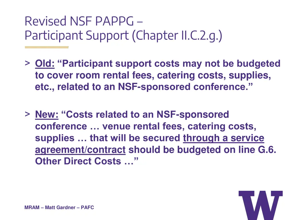 revised nsf pappg participant support chapter