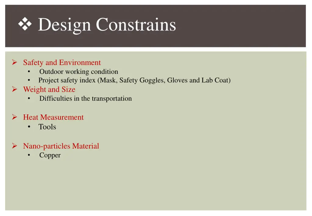 design constrains