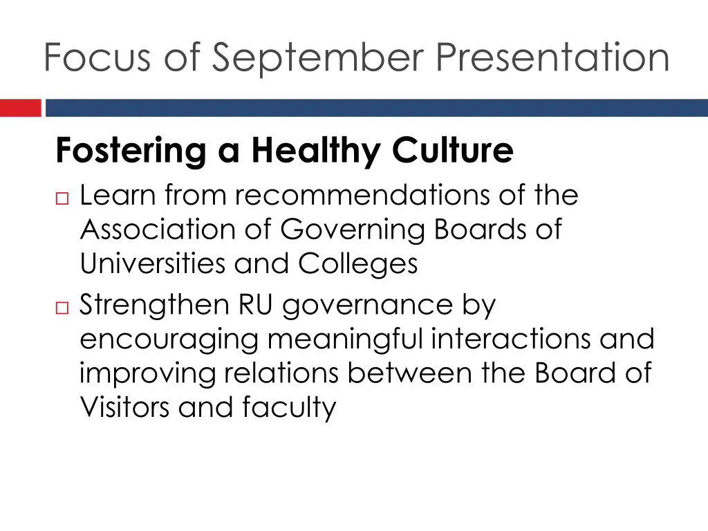 focus of september presentation