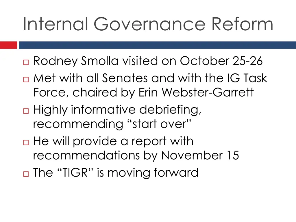 internal governance reform