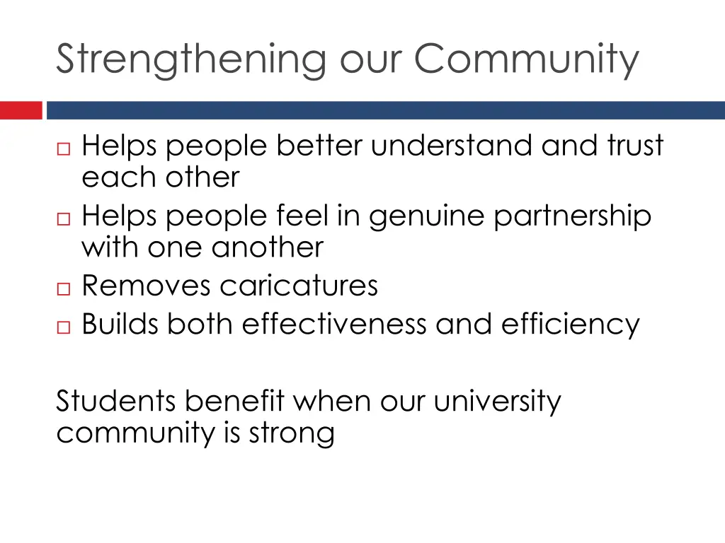 strengthening our community