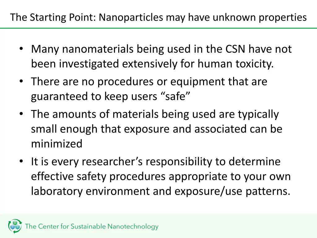 the starting point nanoparticles may have unknown