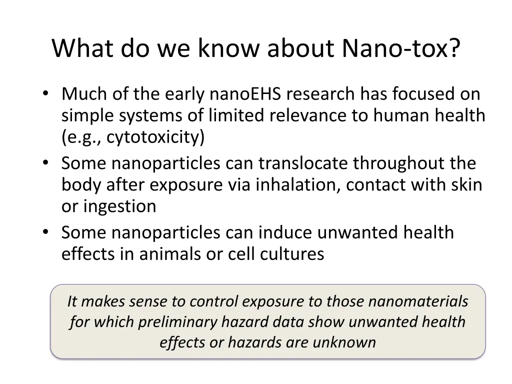 what do we know about nano tox