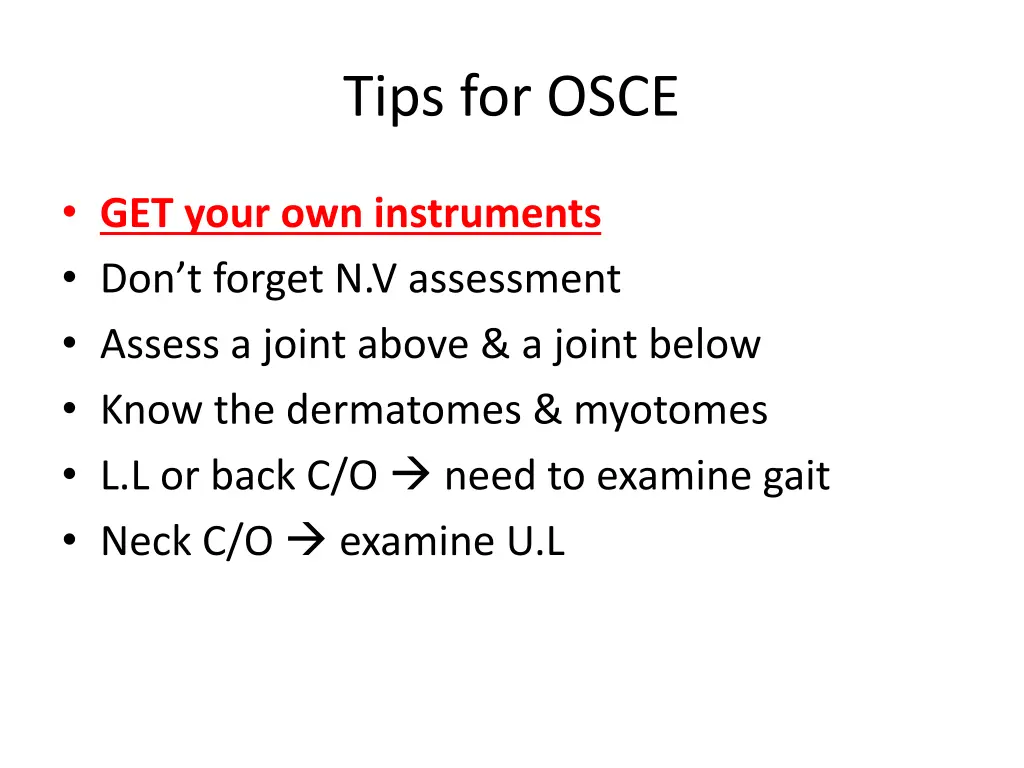 tips for osce 1