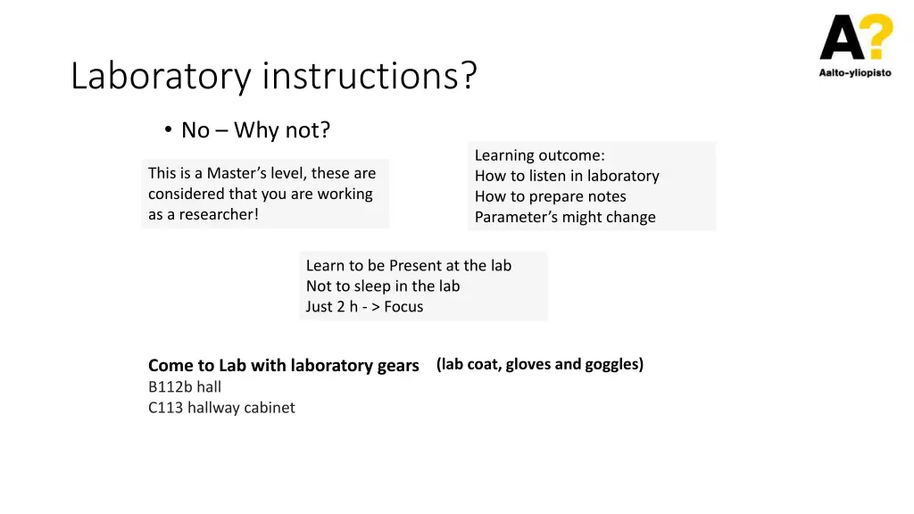 laboratory instructions