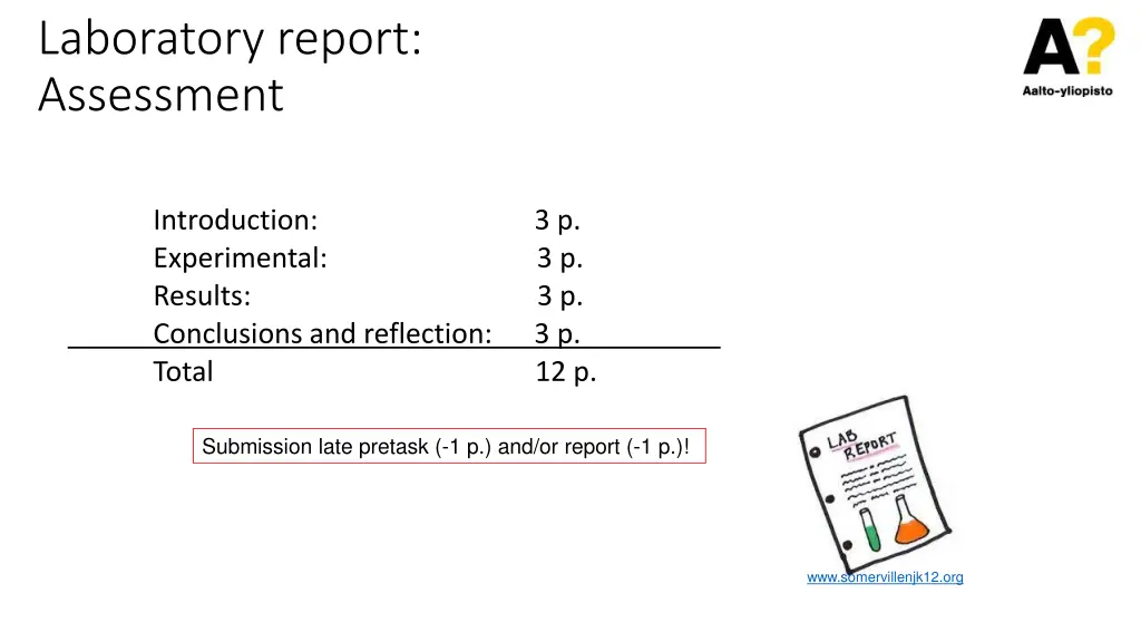 laboratory report assessment