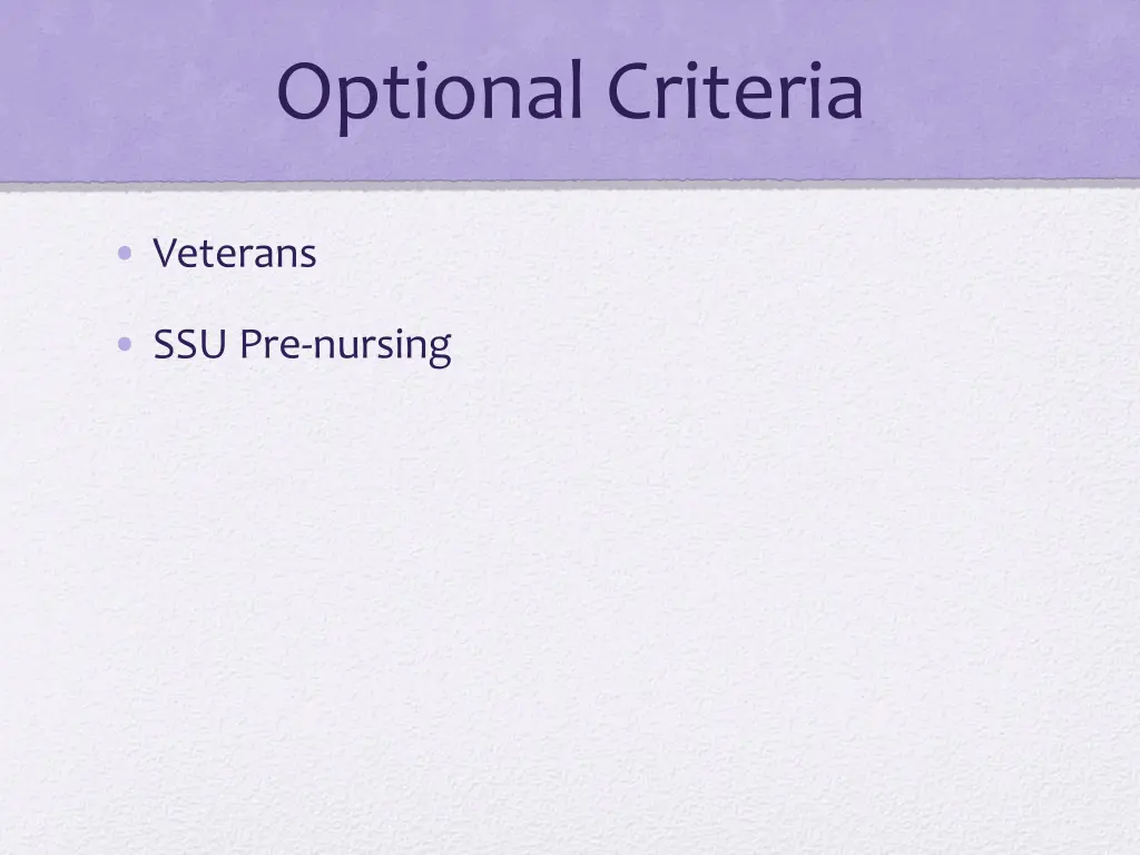 optional criteria