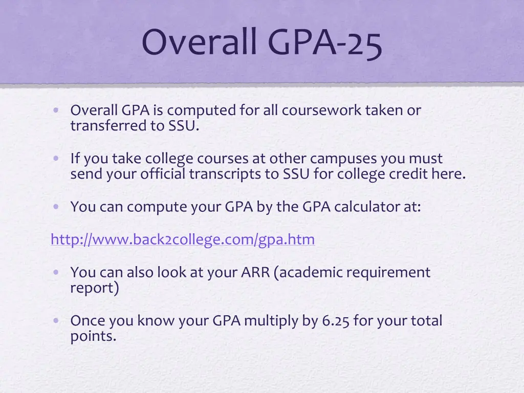 overall gpa 25