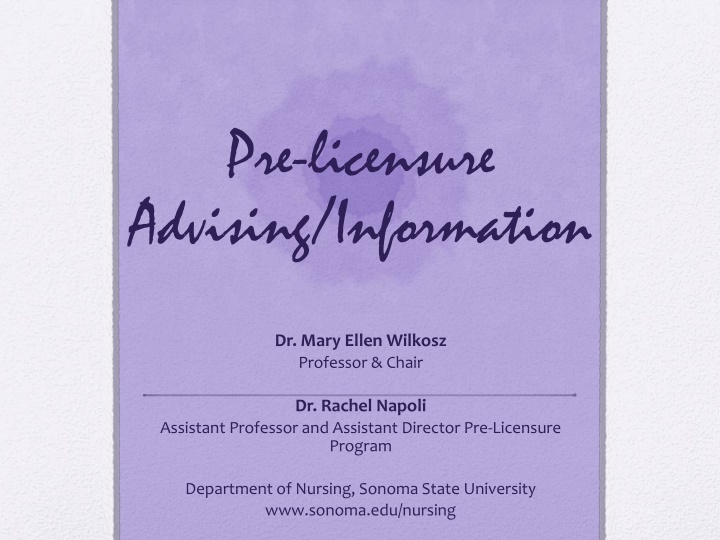 pre licensure advising information