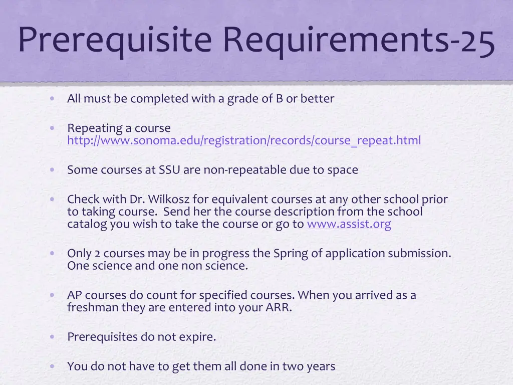 prerequisite requirements 25