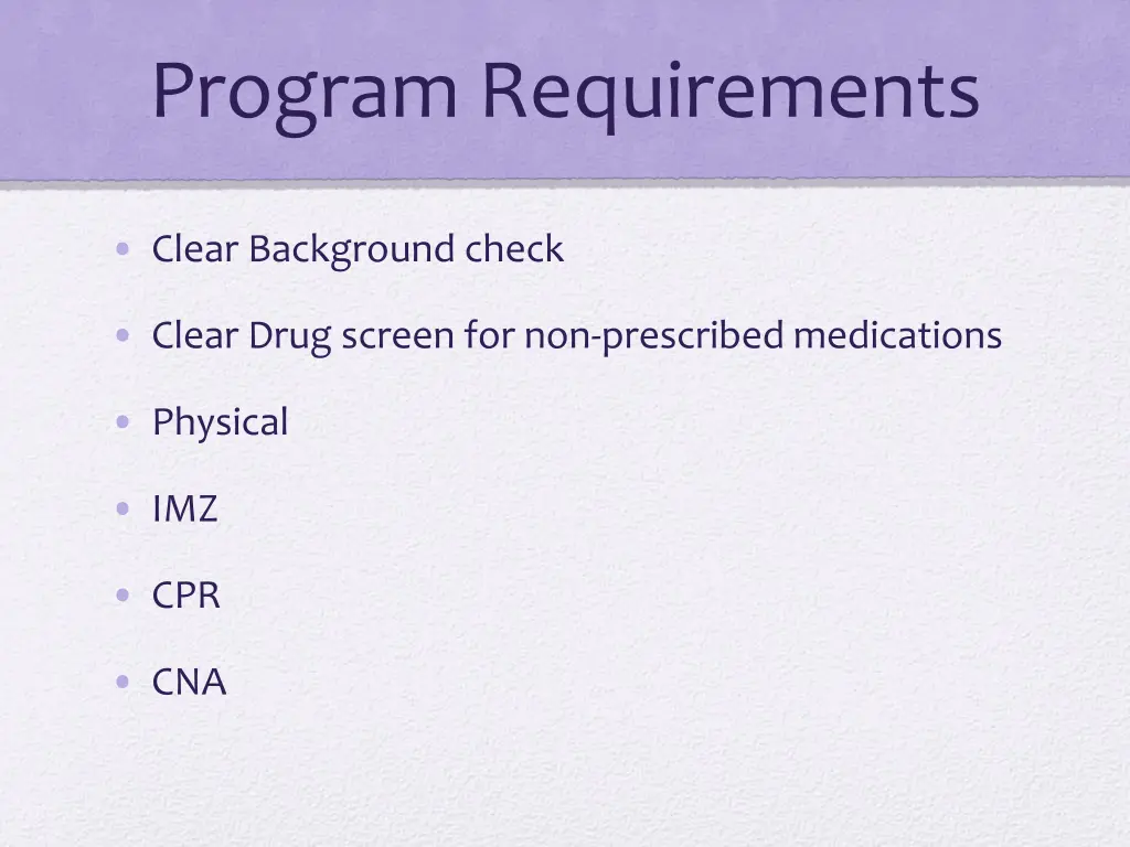 program requirements