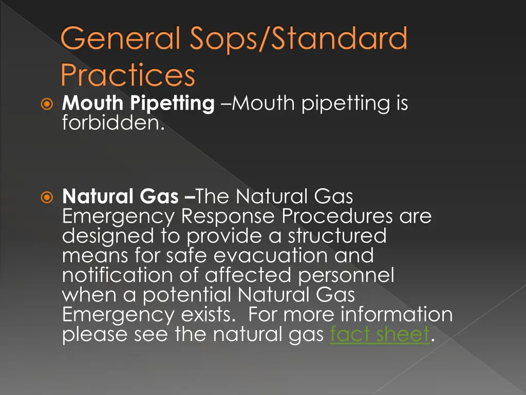 general sops standard practices mouth pipetting