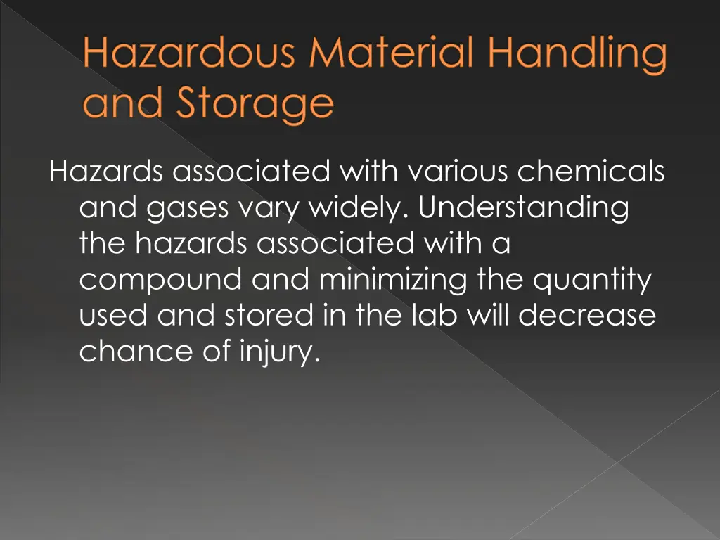 hazardous material handling and storage 1