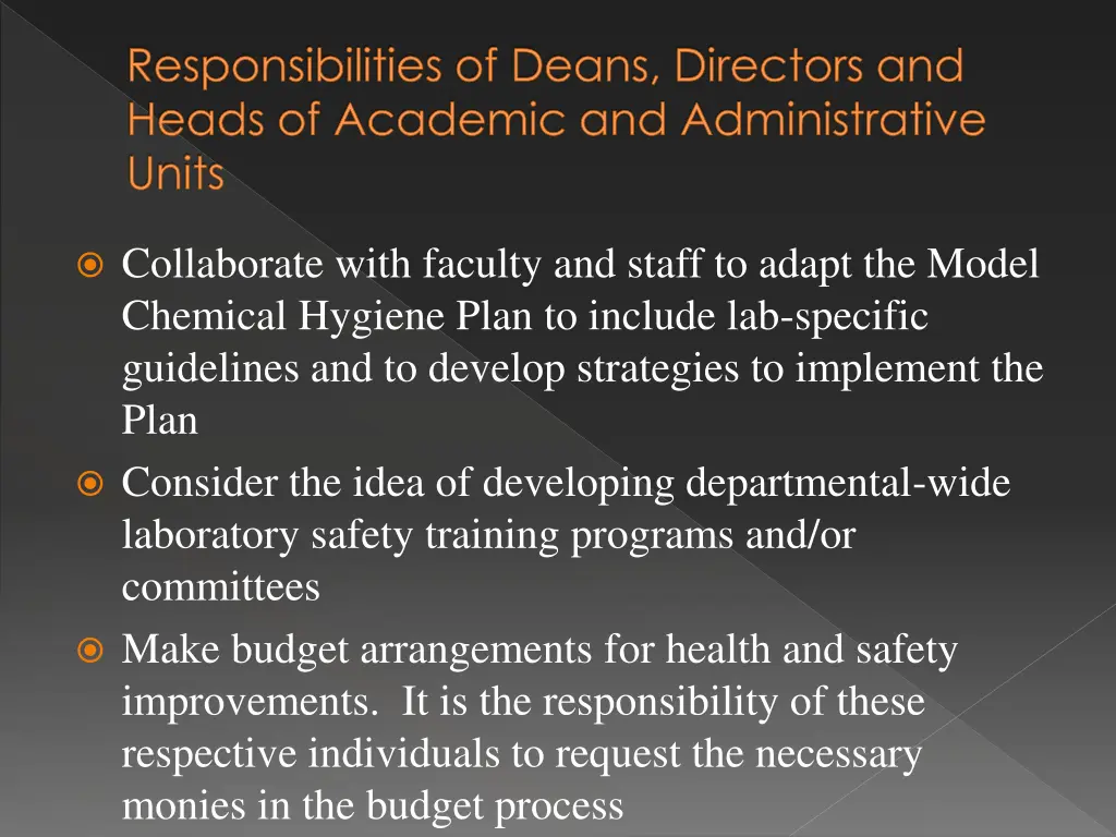 responsibilities of deans directors and heads