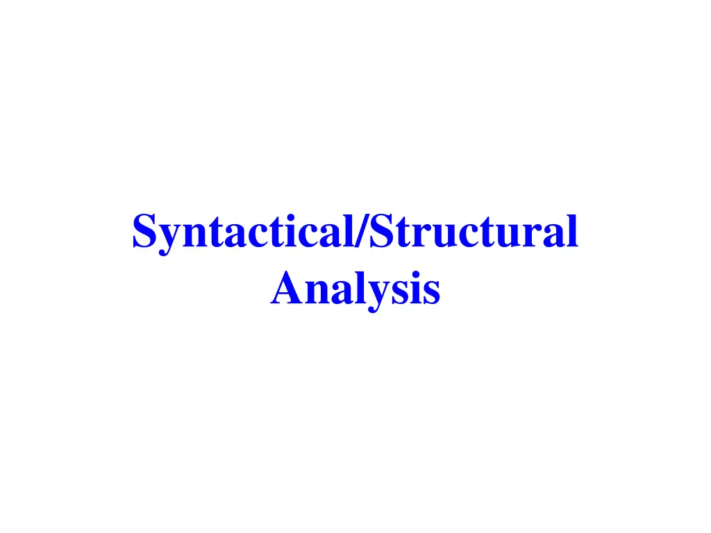 syntactical structural analysis