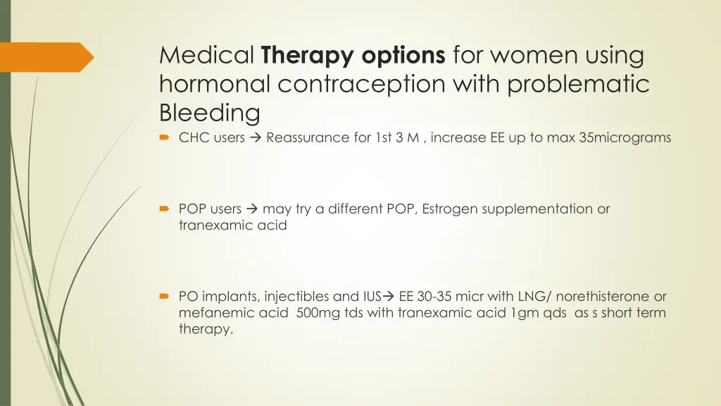 medical therapy options for women using hormonal