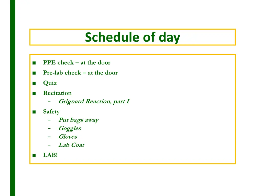 schedule of day