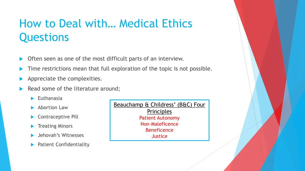 how to deal with medical ethics questions